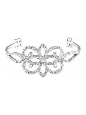 Sterling Silver Granulated Cuff Bracelet 6.5in - Artisan Petite Granulation, USA